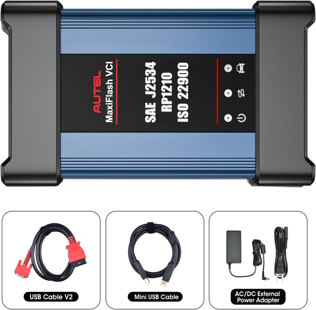 2025 Autel J2534 MaxiFlash VCI Kit, ECU Reprogramming Tool Pass-Thru Programmer, SAE J-2534 CAN FD DoIP D-PDU RP1210 4 CAN, Work with MaxiSys Elite II PRO MS909 MS909EV MS909CV MaxiCOM Ultra Lite