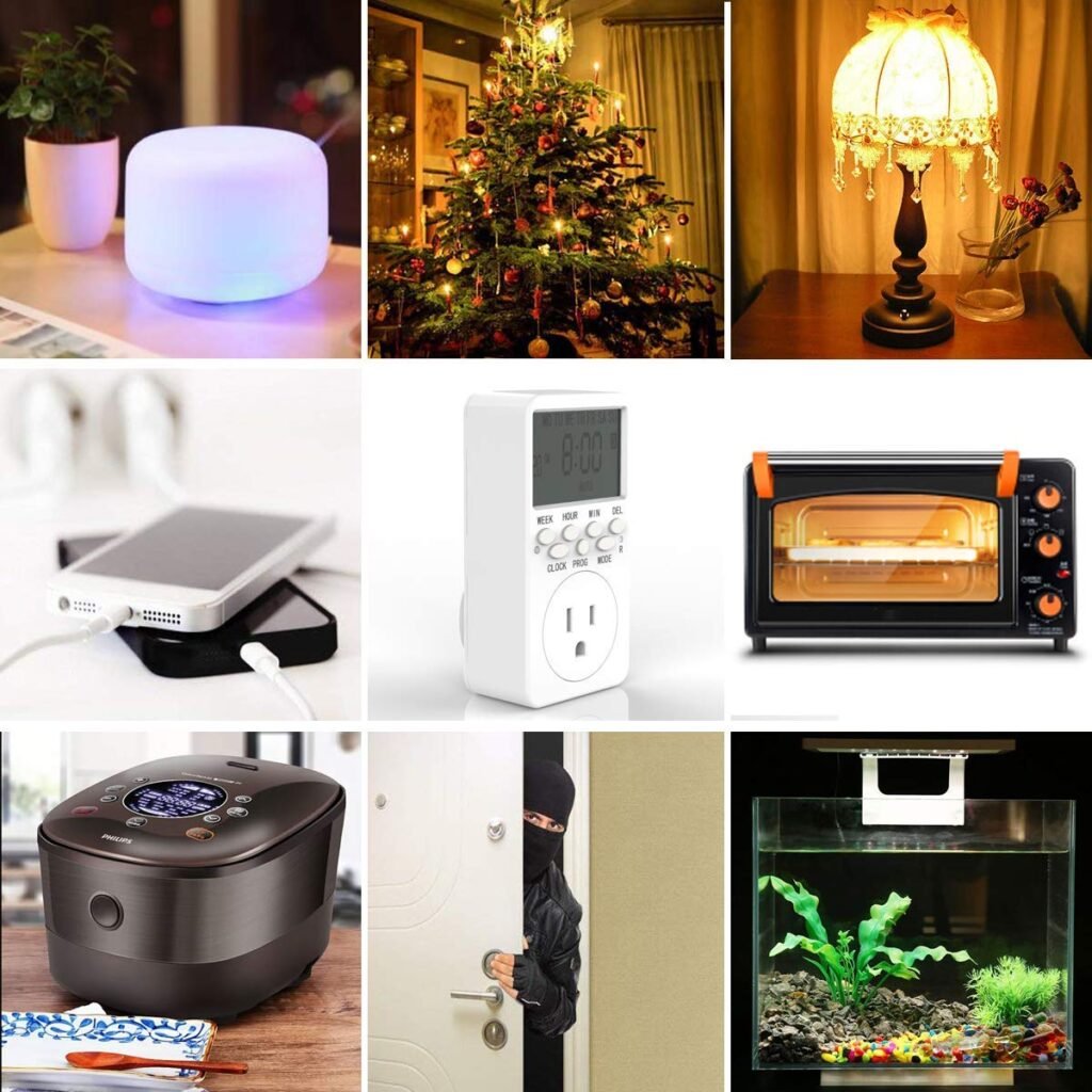7-Day Programmable Digital Countdown Plug Timer for 110V AC, Energy-Saving Indoor Timer Outlet