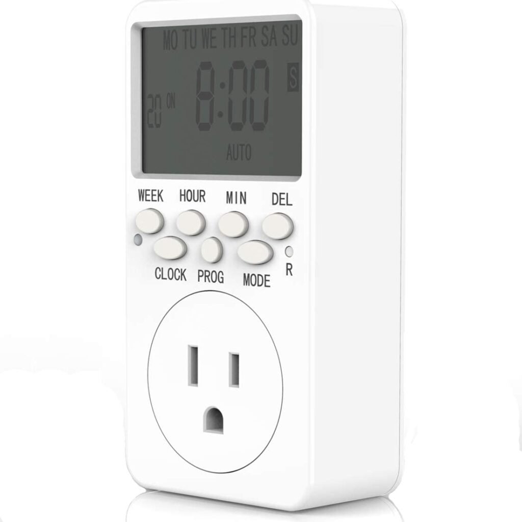 7-Day Programmable Digital Countdown Plug Timer for 110V AC, Energy-Saving Indoor Timer Outlet