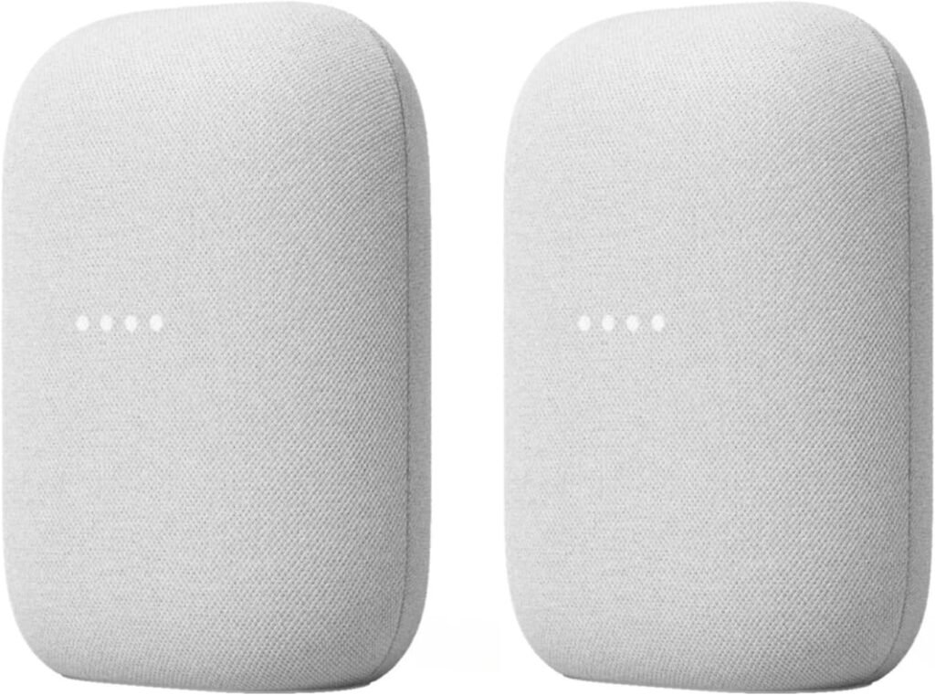 Google Audio (2-Pack) Smart Speakers – Wireless Bluetooth  Wi‑Fi Home Speaker Bundle with Powerful Stereo Sound, Multi-Room Audio Assistant Voice Control