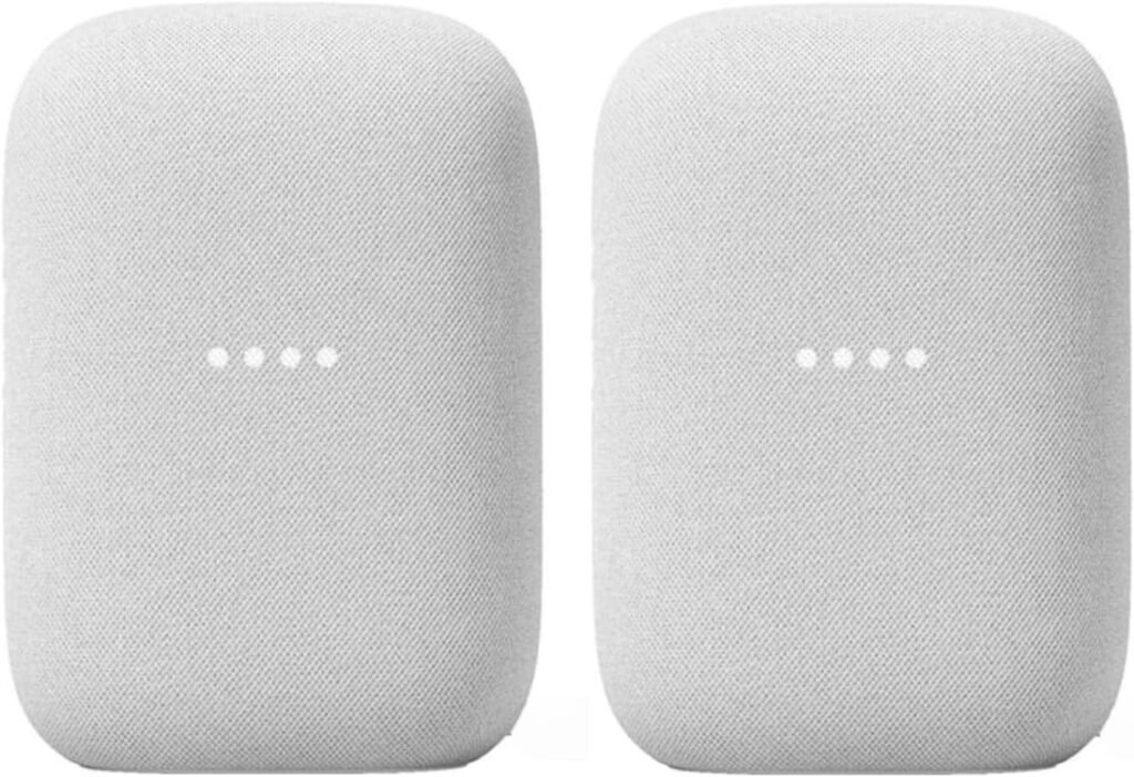 Google Audio (2-Pack) Smart Speakers – Wireless Bluetooth  Wi‑Fi Home Speaker Bundle with Powerful Stereo Sound, Multi-Room Audio Assistant Voice Control